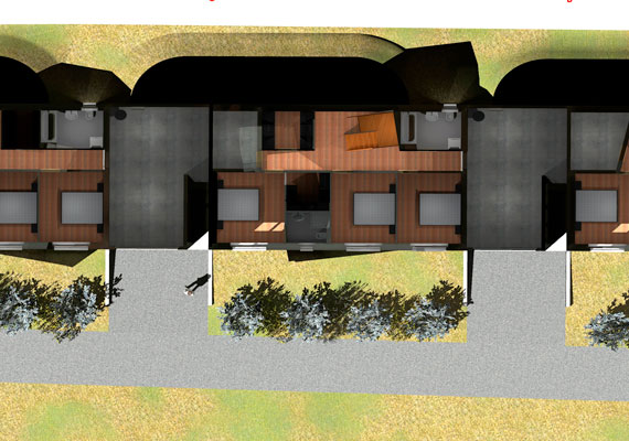 Projet Cassière immeuble - Vue du séjour d'un 4 1/2 pièces.